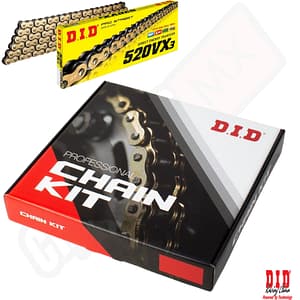 Kit chaine DID 520VX3 G&B 118 ZJ à riveter (HUSABERG, HUSQVARNA, KTM)