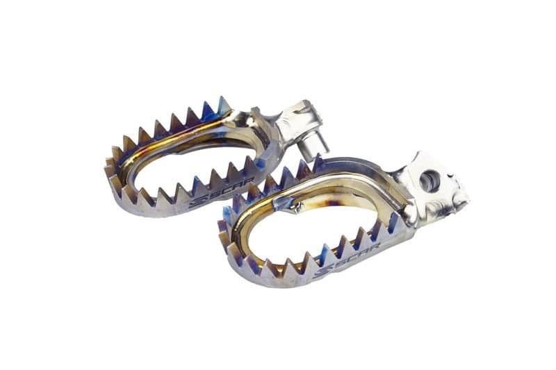 Cales pieds titane anti-boue SCAR Yamaha 65/85/125/250 YZ 250/450 YZF Gas Gas 250/300 EC